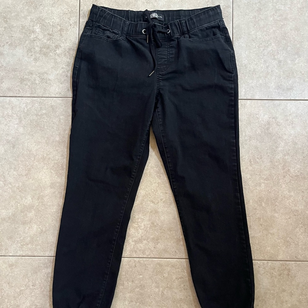 American original Rewash Black Denim Tapered Drawstring Medium Jeans